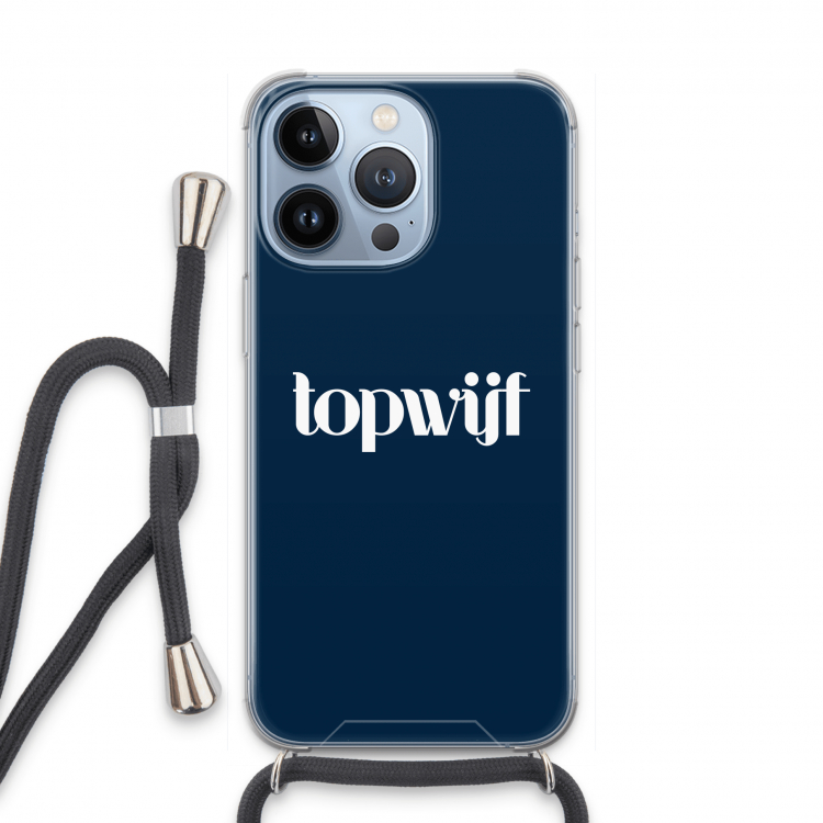 Topwijf Navy: iPhone 13 Pro Transparant Hoesje met koord