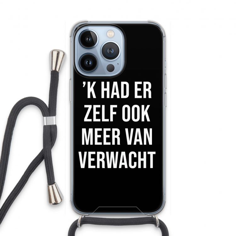 Meer verwacht - Zwart: iPhone 13 Pro Transparant Hoesje met koord