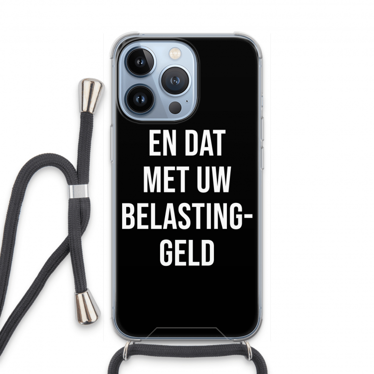 Belastinggeld - Zwart: iPhone 13 Pro Transparant Hoesje met koord