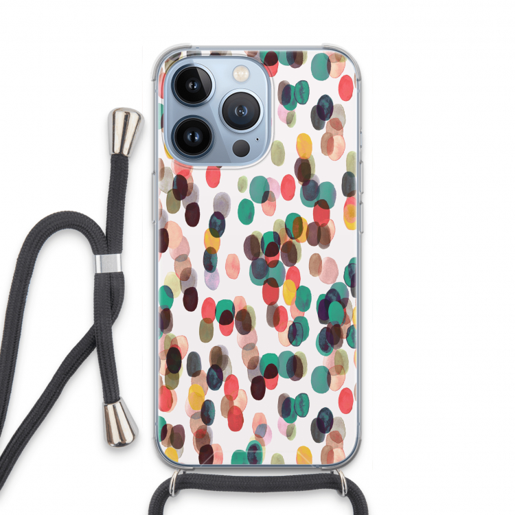 Tropical Dots: iPhone 13 Pro Transparant Hoesje met koord