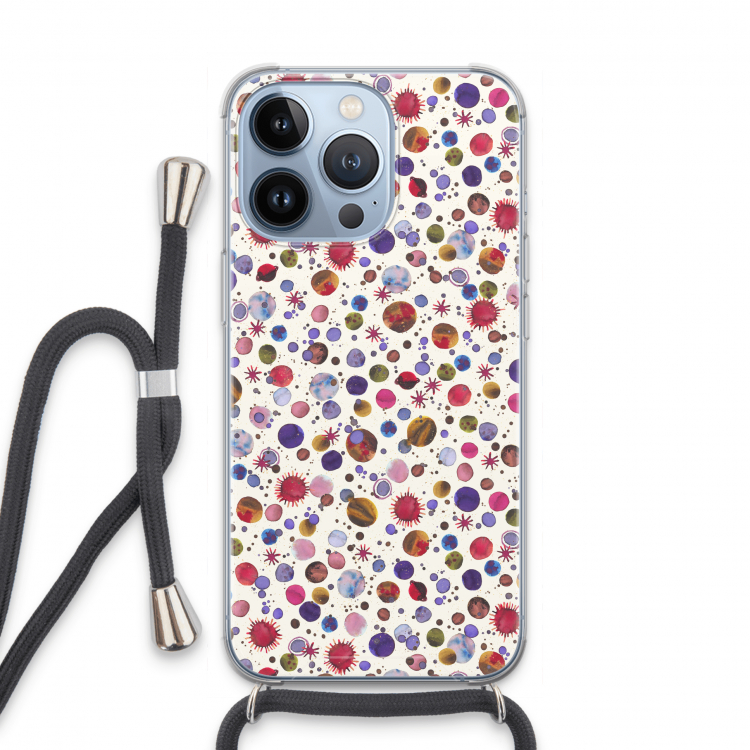 Planets Space: iPhone 13 Pro Transparant Hoesje met koord