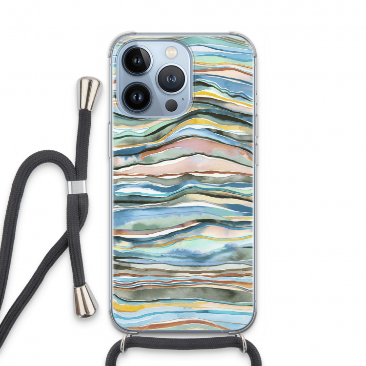 Watercolor Agate: iPhone 13 Pro Transparant Hoesje met koord