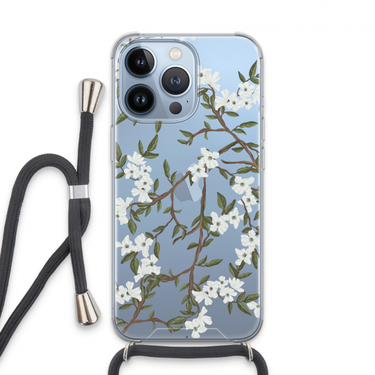 Blossoming spring: iPhone 13 Pro Transparant Hoesje met koord