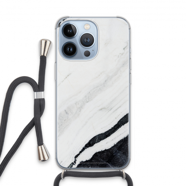 Elegante marmer: iPhone 13 Pro Transparant Hoesje met koord