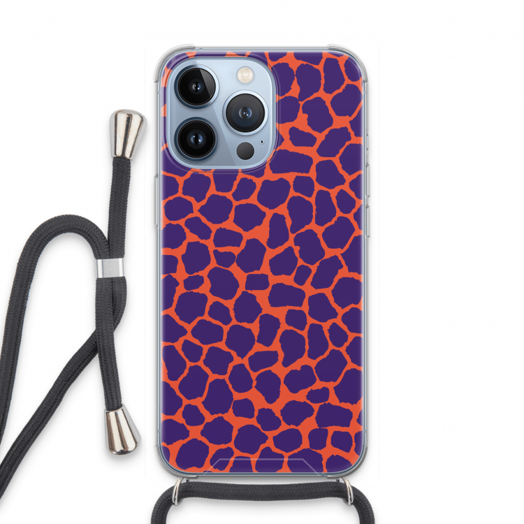 Purple Giraffe: iPhone 13 Pro Transparant Hoesje met koord