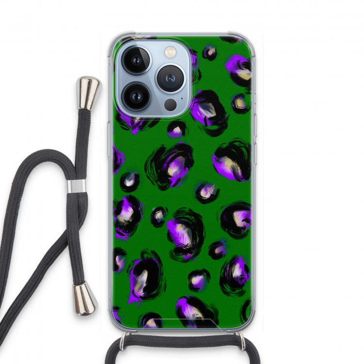 Green Cheetah: iPhone 13 Pro Transparant Hoesje met koord