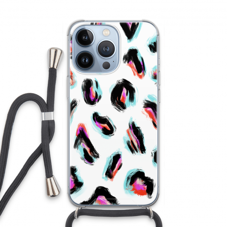 Cheetah color: iPhone 13 Pro Transparant Hoesje met koord