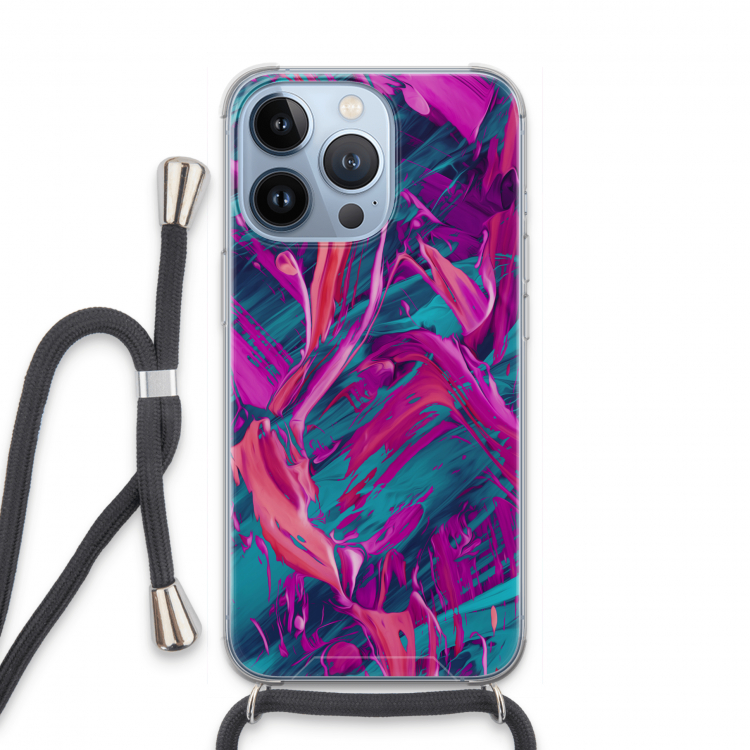 Pink Clouds: iPhone 13 Pro Transparant Hoesje met koord