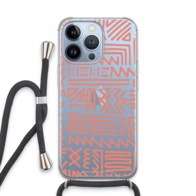 Marrakech Pink: iPhone 13 Pro Transparant Hoesje met koord