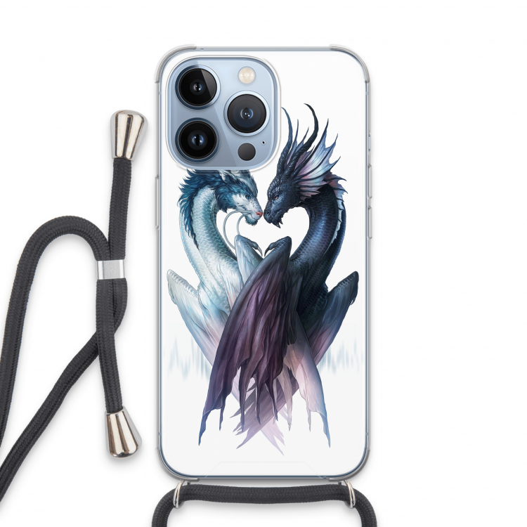 Yin Yang Dragons: iPhone 13 Pro Transparant Hoesje met koord