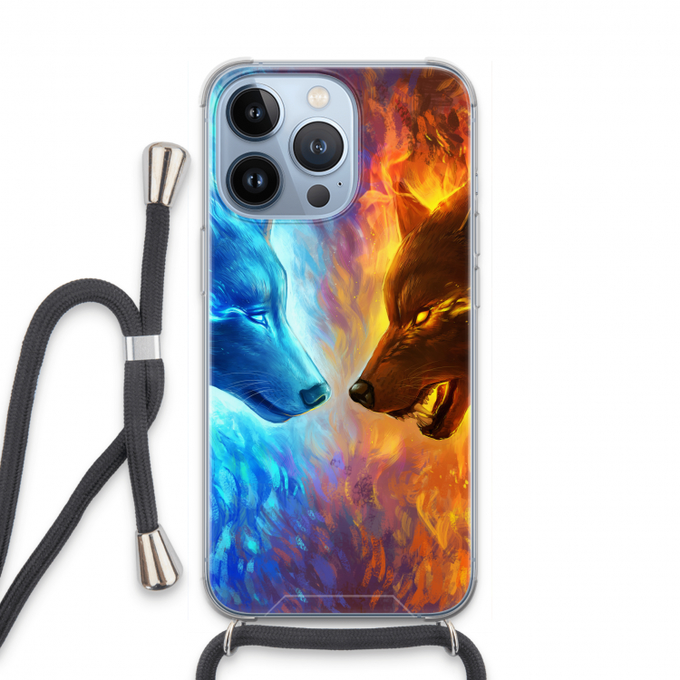 Fire & Ice: iPhone 13 Pro Transparant Hoesje met koord