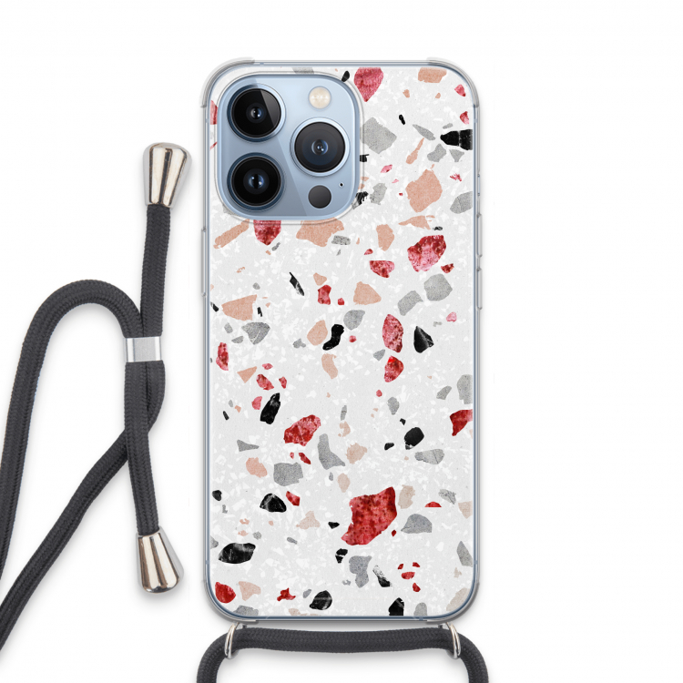 Terrazzo N°12: iPhone 13 Pro Transparant Hoesje met koord