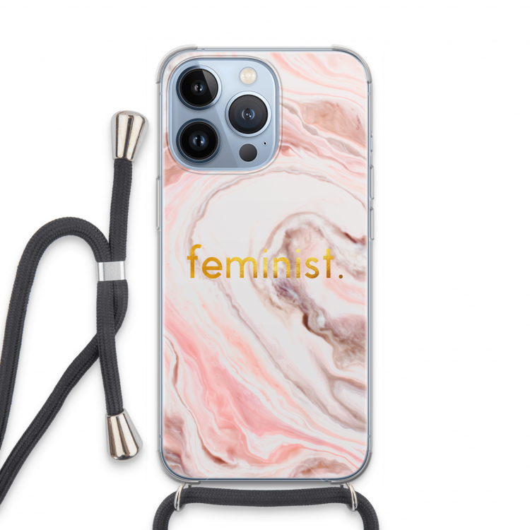 Feminist: iPhone 13 Pro Transparant Hoesje met koord
