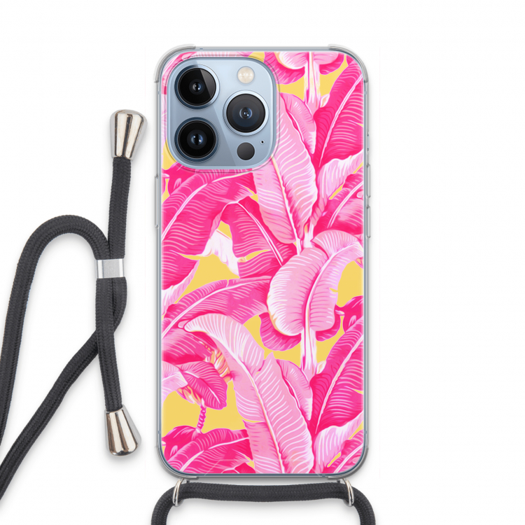 Pink Banana: iPhone 13 Pro Transparant Hoesje met koord