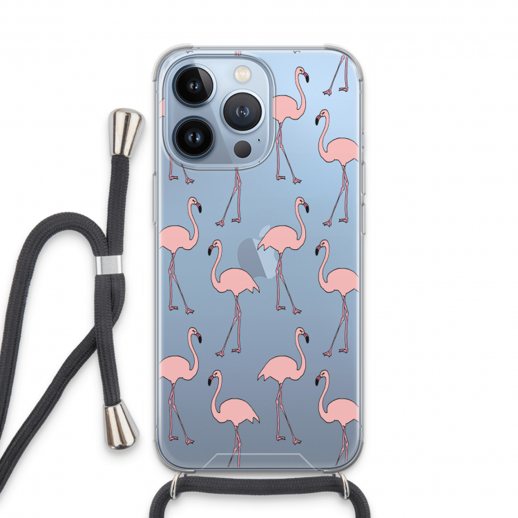 Anything Flamingoes: iPhone 13 Pro Transparant Hoesje met koord