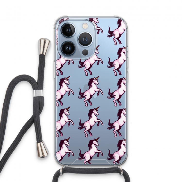 Musketon Unicorn: iPhone 13 Pro Transparant Hoesje met koord