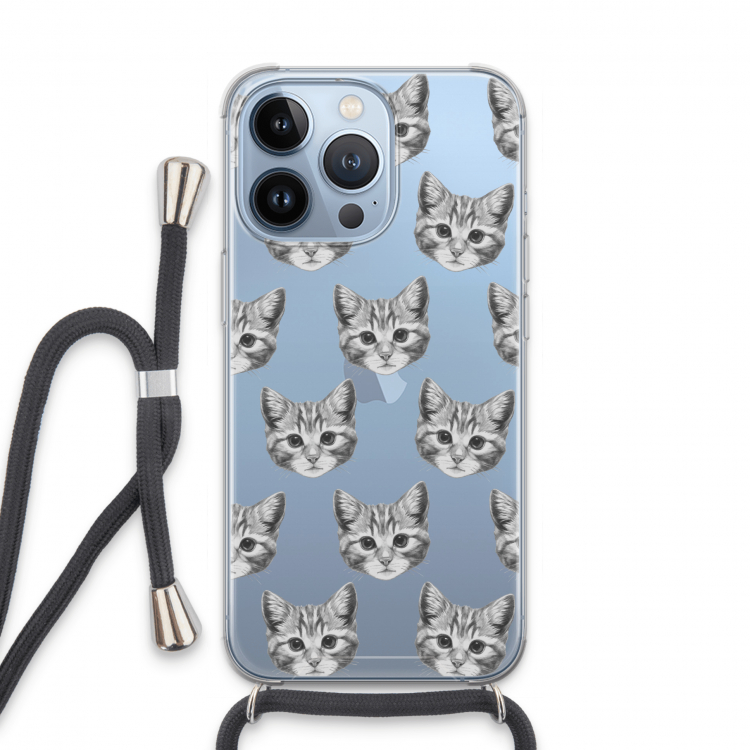 Kitten: iPhone 13 Pro Transparant Hoesje met koord