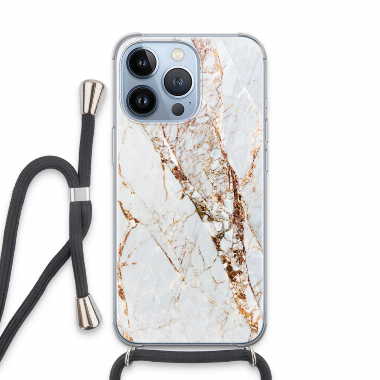 Goud marmer: iPhone 13 Pro Transparant Hoesje met koord