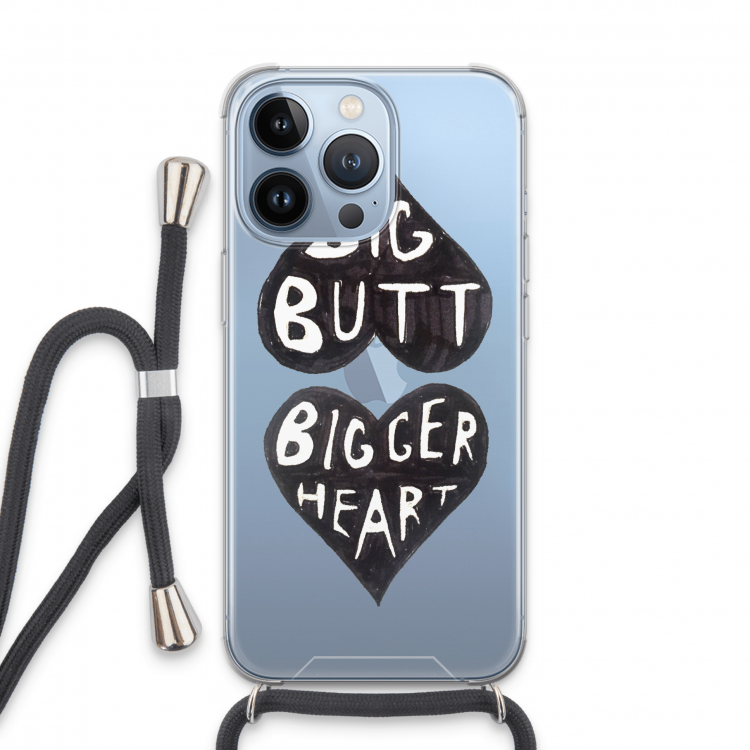Big butt bigger heart: iPhone 13 Pro Transparant Hoesje met koord