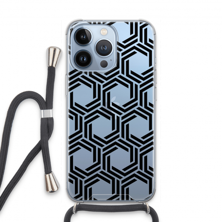 Geometrisch patroon: iPhone 13 Pro Transparant Hoesje met koord