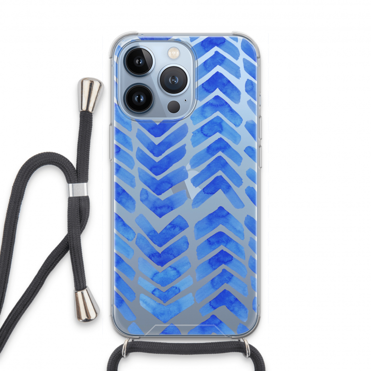 Blauwe pijlen: iPhone 13 Pro Transparant Hoesje met koord