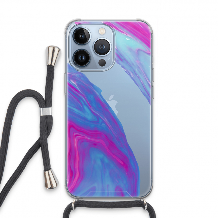 Zweverige regenboog: iPhone 13 Pro Transparant Hoesje met koord