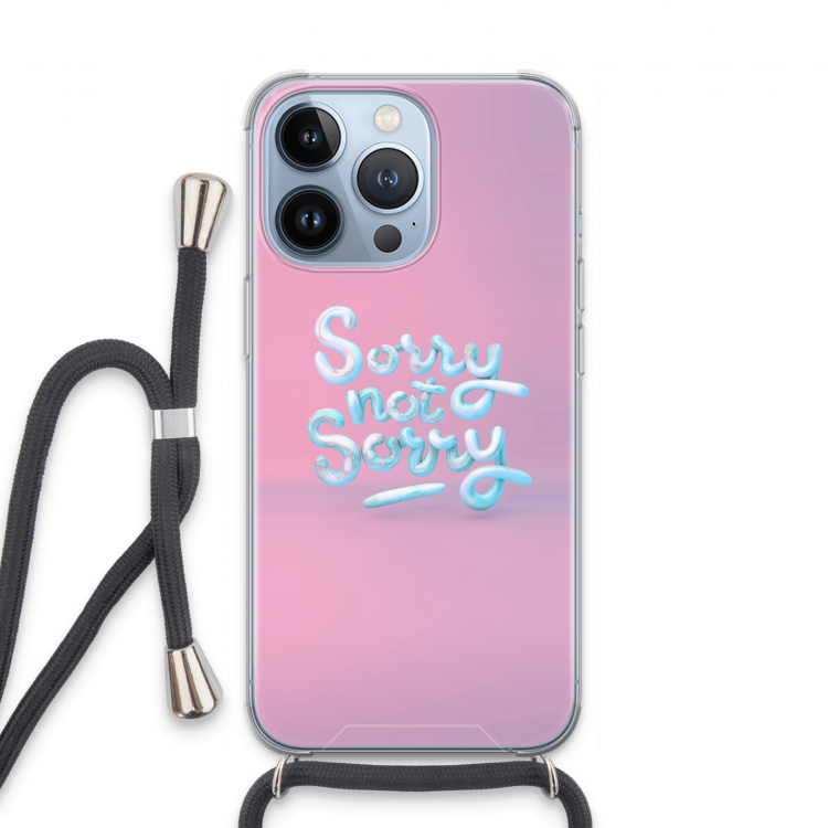 Sorry not sorry: iPhone 13 Pro Transparant Hoesje met koord