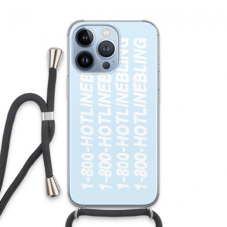 Hotline bling blue: iPhone 13 Pro Transparant Hoesje met koord