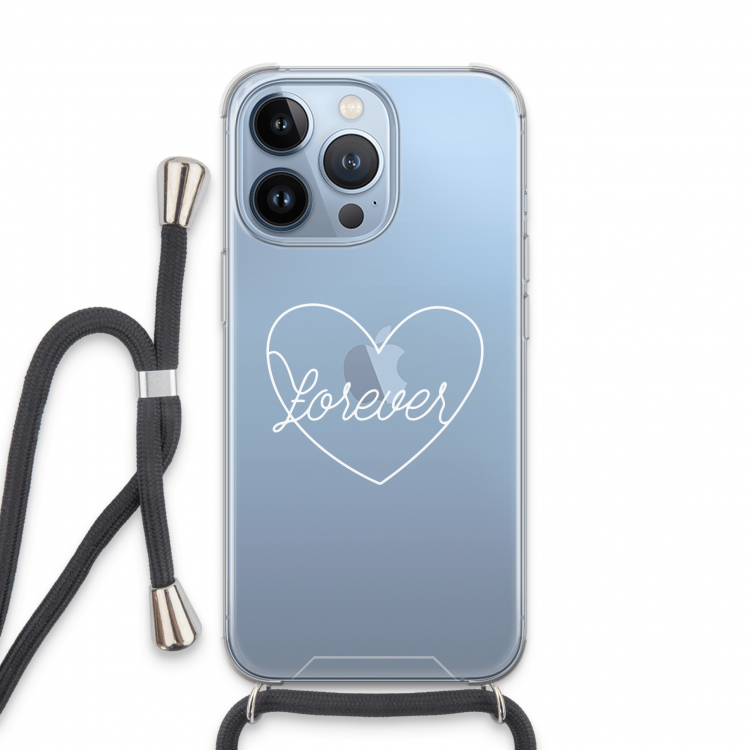 Forever heart pastel: iPhone 13 Pro Transparant Hoesje met koord