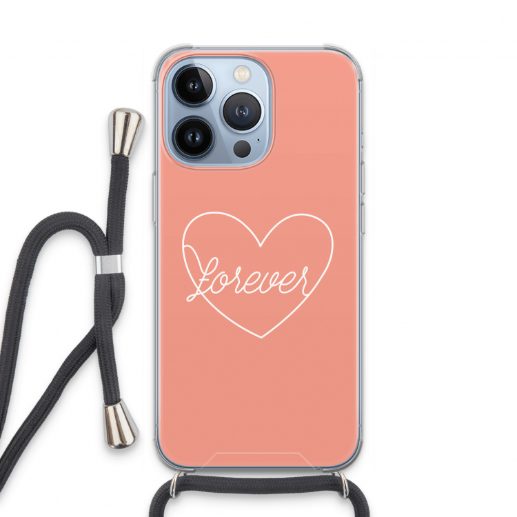Forever heart: iPhone 13 Pro Transparant Hoesje met koord