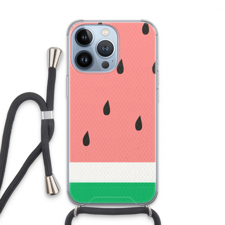 Watermeloen: iPhone 13 Pro Transparant Hoesje met koord