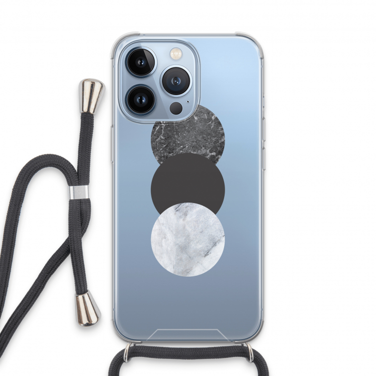 Marmeren cirkels: iPhone 13 Pro Transparant Hoesje met koord