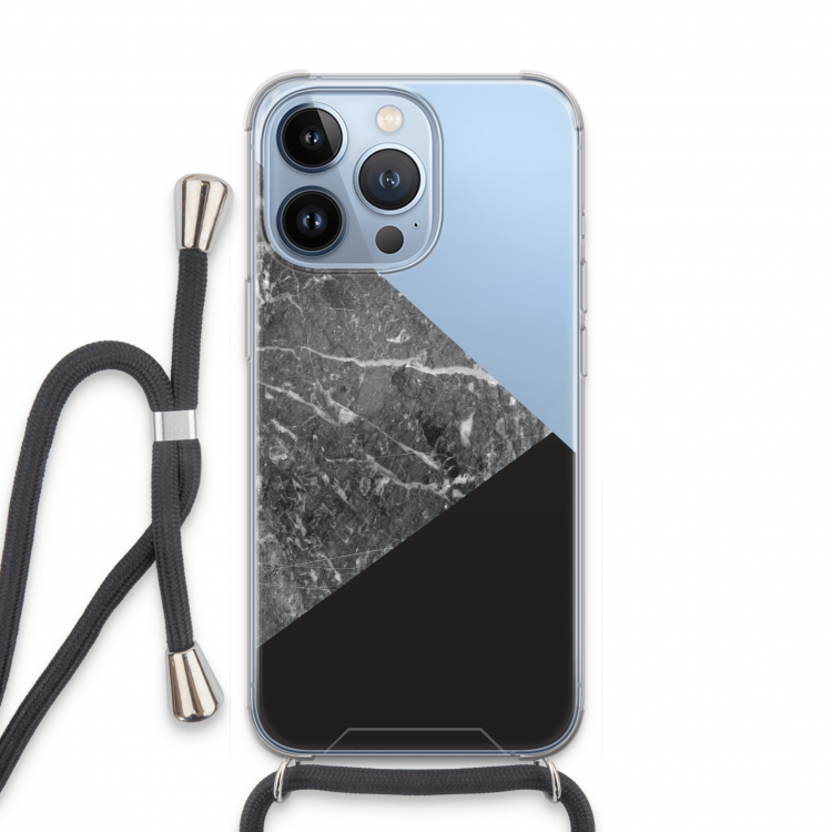 Combinatie marmer: iPhone 13 Pro Transparant Hoesje met koord