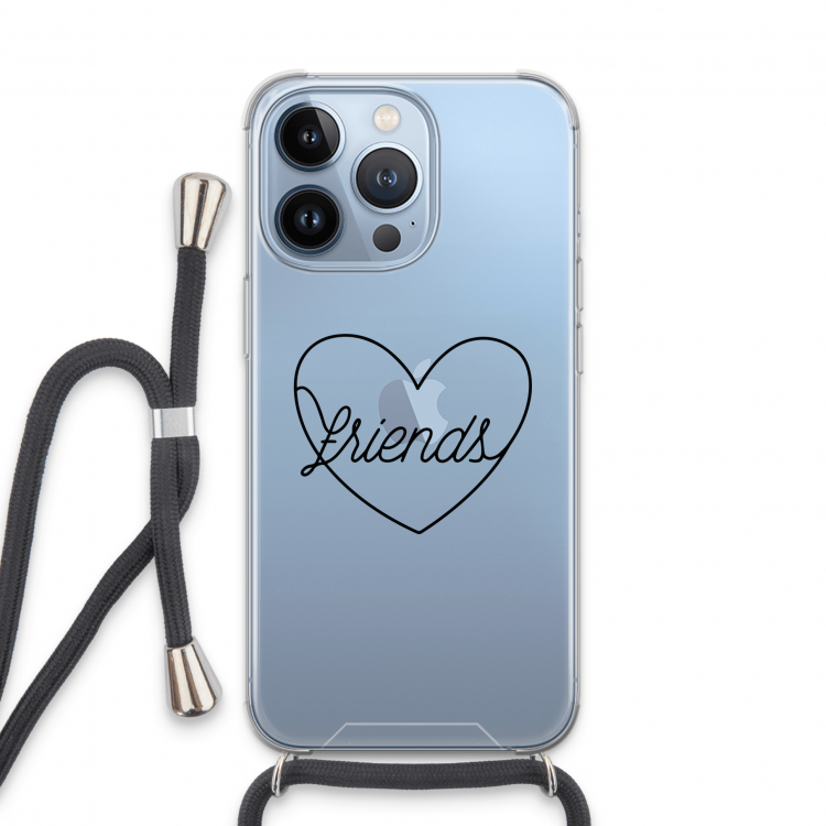 Friends heart black: iPhone 13 Pro Transparant Hoesje met koord