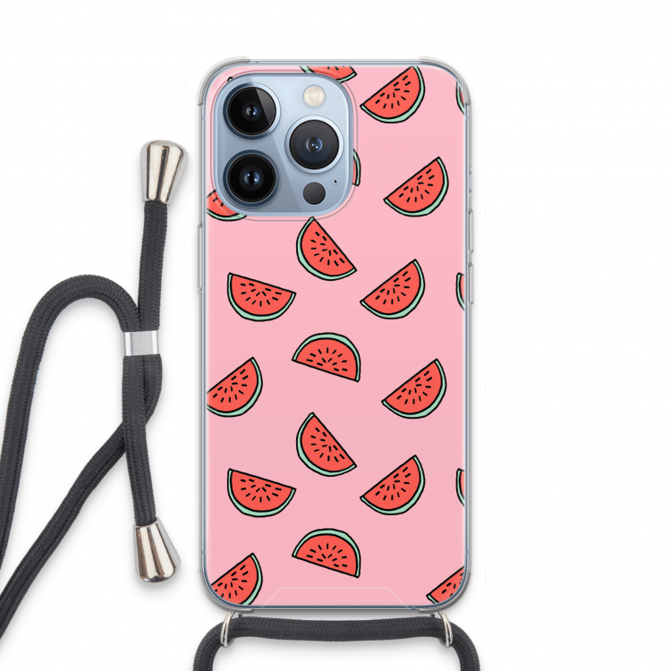 Watermeloen: iPhone 13 Pro Transparant Hoesje met koord