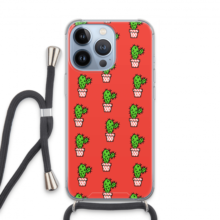 Mini cactus: iPhone 13 Pro Transparant Hoesje met koord