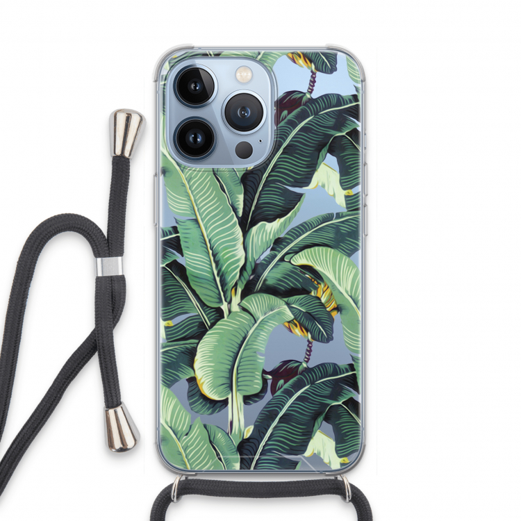 Bananenbladeren: iPhone 13 Pro Transparant Hoesje met koord