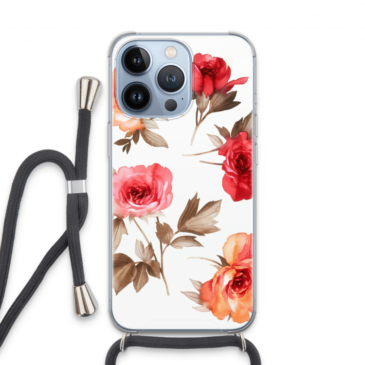 Roosjes: iPhone 13 Pro Transparant Hoesje met koord