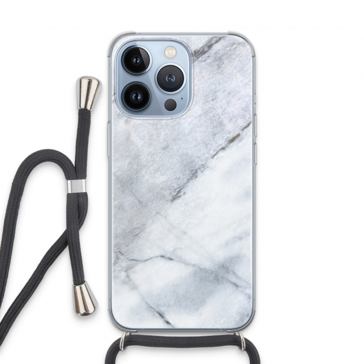 Witte marmer: iPhone 13 Pro Transparant Hoesje met koord