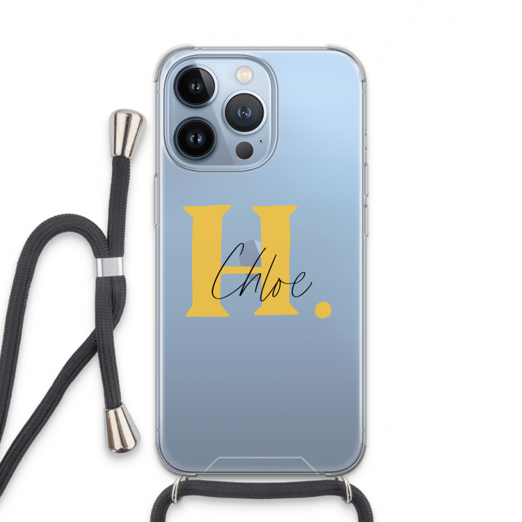Amber Script: iPhone 13 Pro Transparant Hoesje met koord