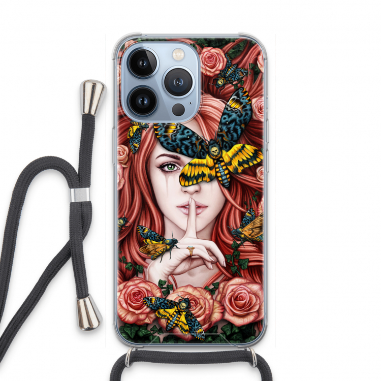 Lady Moth: iPhone 13 Pro Transparant Hoesje met koord