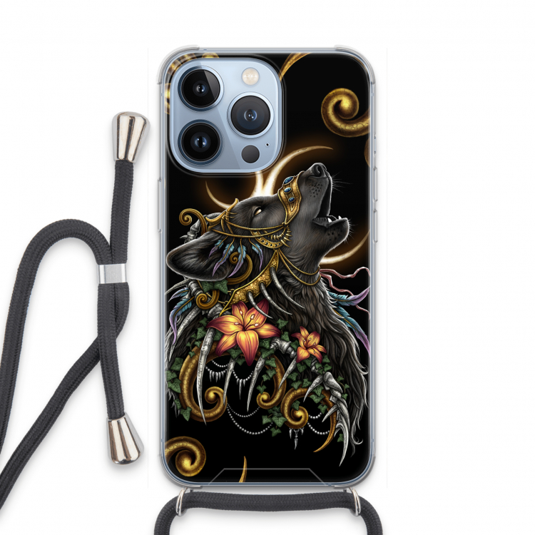 Huilende Wolf: iPhone 13 Pro Transparant Hoesje met koord