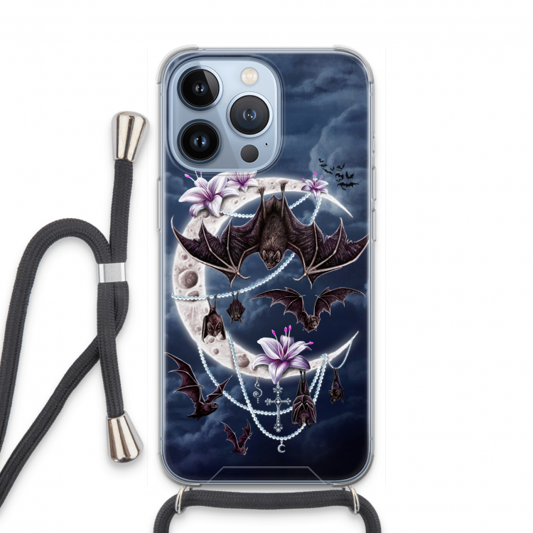 Vleermuizen Maan: iPhone 13 Pro Transparant Hoesje met koord