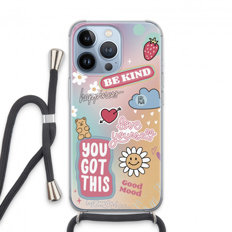 Positivity: iPhone 13 Pro Transparant Hoesje met koord
