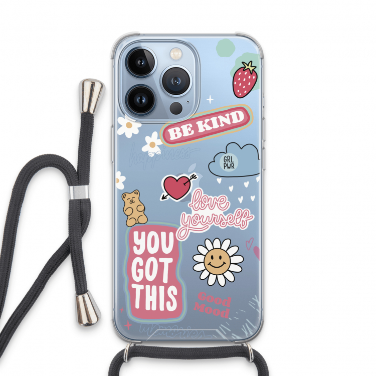 Positivity: iPhone 13 Pro Transparant Hoesje met koord