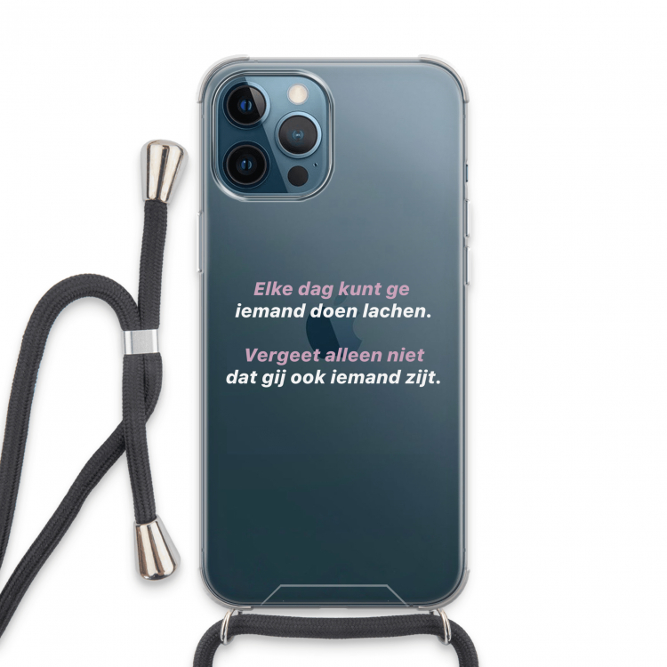 gij zijt ook iemand: iPhone 13 Pro Max Transparant Hoesje met koord