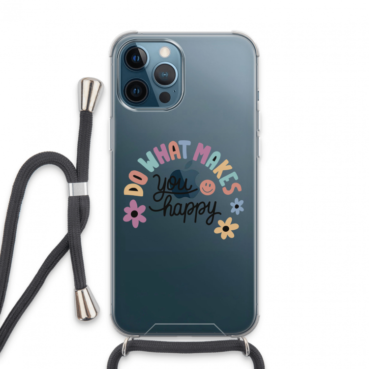 Happy days: iPhone 13 Pro Max Transparant Hoesje met koord
