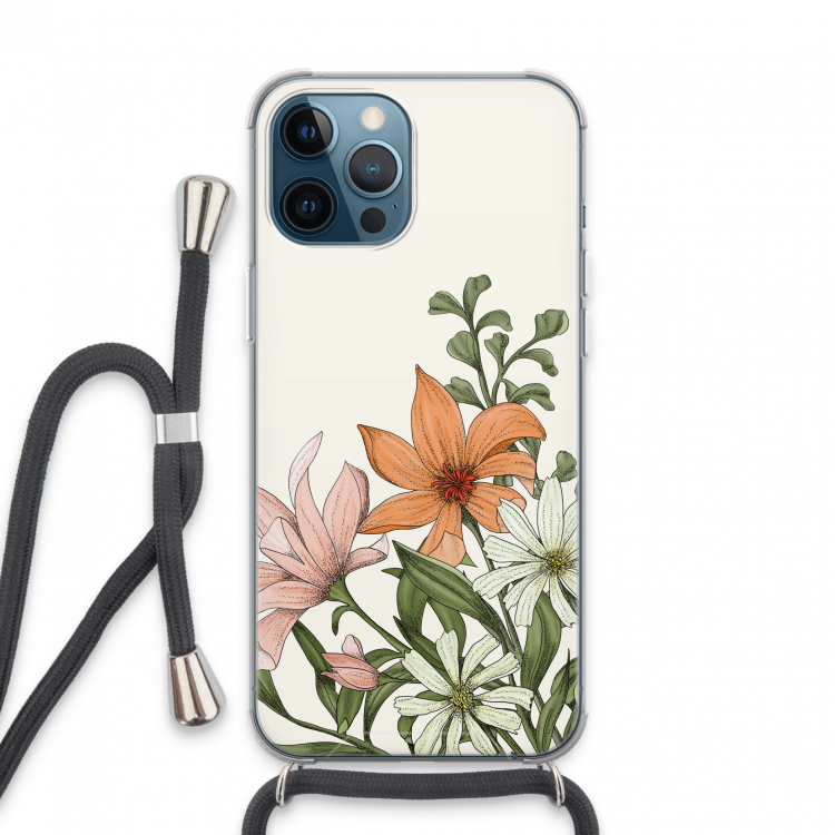 Floral bouquet: iPhone 13 Pro Max Transparant Hoesje met koord