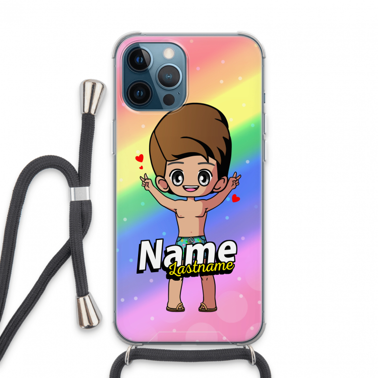 Chibi Maker man: iPhone 13 Pro Max Transparant Hoesje met koord