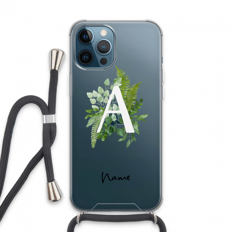 Green Brush: iPhone 13 Pro Max Transparant Hoesje met koord
